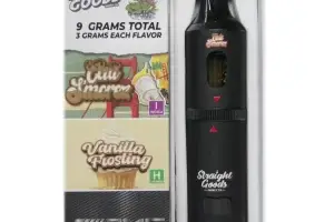STRAIGHT GOODS TRIPLE CHAMBER VAPE – CALI S’MORES + AMG + VANILLA FROSTING (9 GRAM)