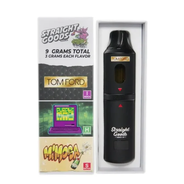STRAIGHT GOODS TRIPLE CHAMBER VAPE – TOM FORD + MIMOSA + PURPLE MAC (9 GRAM)