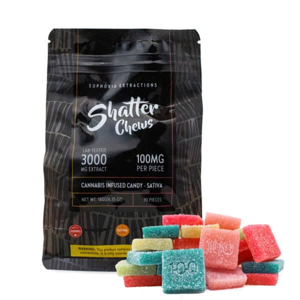 EUPHORIA SHATTER CHEWS – (3000-MG-THC) ASSORTED SATIVA