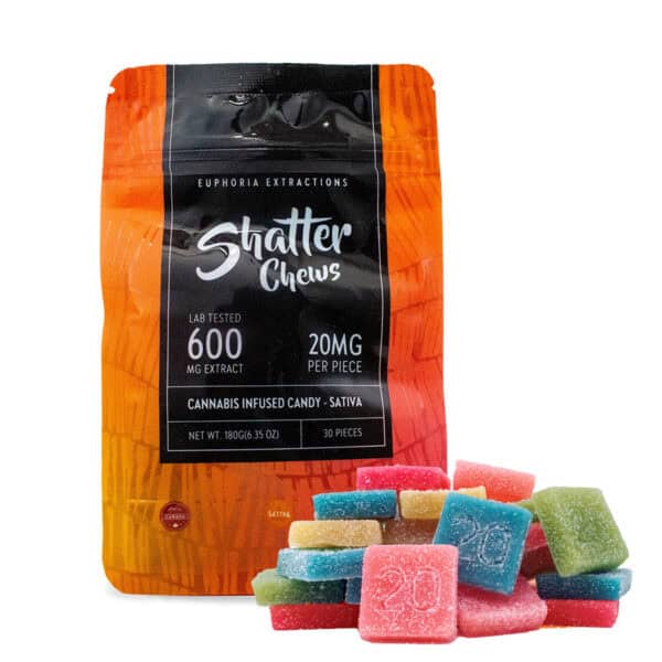 EUPHORIA SHATTER CHEWS – (600-MG-THC) ASSORTED SATIVA
